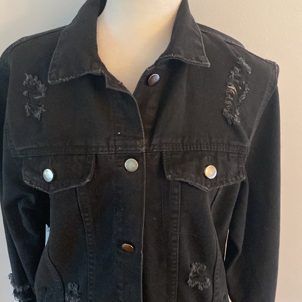 American BAZI distressed denim jacket NWT - Picture 10 of 14